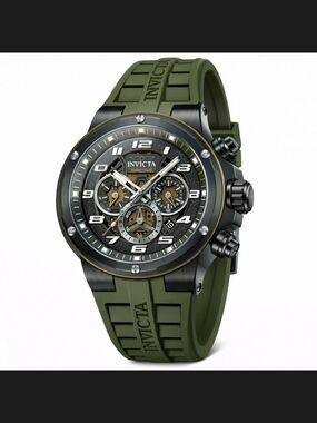 Invicta Green Silicone Strap Chronograph with Gunmetal Dial
